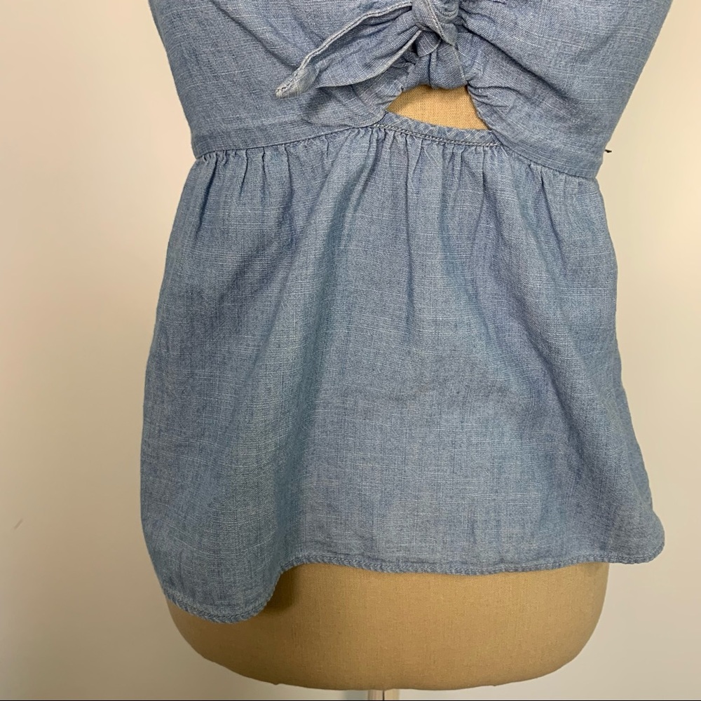 Madewell Chambray Tie-Front Keyhole Cami Top Cotton 00 - Picture 7 of 16